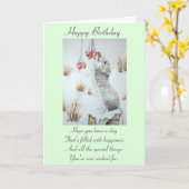 可愛いネズミとベリーの雪景色が楽しめる カード (黄色い花)