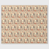 可愛いネズミと誕生日カップケーキ ラッピングペーパー (フラット)