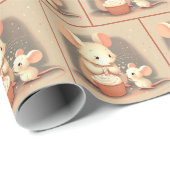 可愛いネズミと誕生日カップケーキ ラッピングペーパー (ロールコーナー)