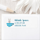 可愛いネズミの青いティーカップ差出人住所 ラベル (インサイチュ)