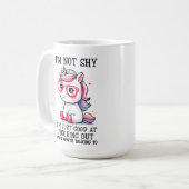 可愛いネディUnicorn Mug：シャイで愛らしい コーヒーマグカップ (正面左)