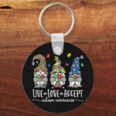 可愛いノーム自閉症認知デザイン Live Love Accept キーホルダー (正面)