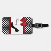 可愛いハイエレガントヒールガーリー水玉模様モノグラム ラゲッジタグ (正面横)