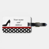 可愛いハイエレガントヒールガーリー水玉模様モノグラム ラゲッジタグ (裏面横)