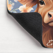 可愛いハイランド牛のフローラ背景カスタム付き マウスパッド (コーナー)