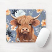 可愛いハイランド牛のフローラ背景カスタム付き マウスパッド (マウス)