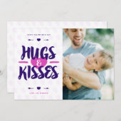 可愛いハグ&キス素朴写真バレンタインデー シーズンカード (正面/裏面)