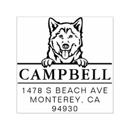 可愛いハスキーカスタムドッグアドレススタンプ セルフインキングスタンプ