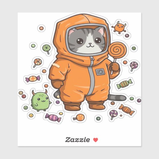 可愛いハズマキャットハロウィーンキャンディモンスターオーバーシおもしろい シール (シート)