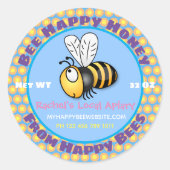 可愛いハチミツバチapairy blue cartoonイラストレーション ラウンドシール (正面)