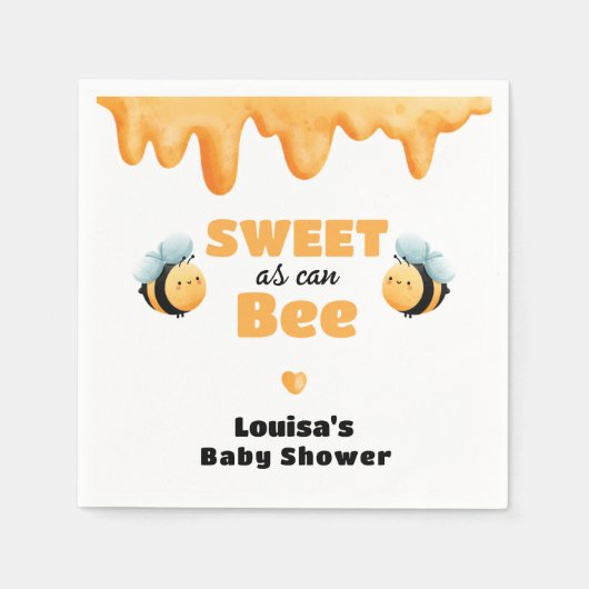 可愛いハチミツ甘い缶詰の赤ちゃんシャワー スタンダードカクテルナプキン (正面)