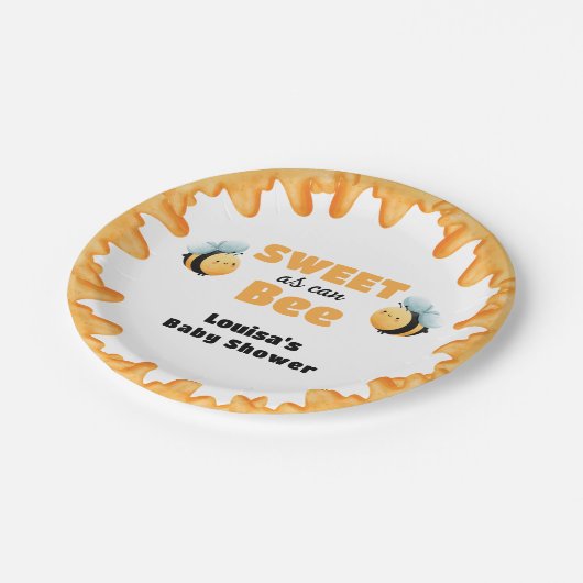 可愛いハチミツ甘い缶詰の赤ちゃんシャワー ペーパープレート (アングル)
