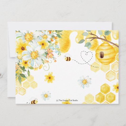 可愛いハチ一匹に甘い一匹の誕生日の写真 招待状 (裏面)