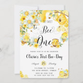 可愛いハチ一匹に甘い1歳の誕生日 招待状 (正面)