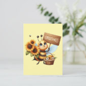 可愛いハチ好きの挨拶 ポストカード (スタンド正面)