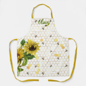 可愛いハチBeehivsひまわりホワイトシェフ女性A エプロン (正面)