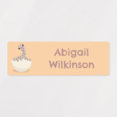 可愛いハッチングベビーダチョウパーソナライズされた漫画 ラベル (デザイン1)