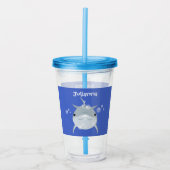 可愛いハッピーかわいいイルカ漫画 アクリルタンブラー (正面)