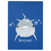 可愛いハッピーかわいいイルカ漫画 クリップボード (裏面)