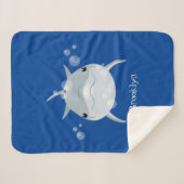 可愛いハッピーかわいいイルカ漫画 シェルパブランケット (正面(横))