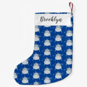 可愛いハッピーかわいいイルカ漫画 スモールクリスマスストッキング (裏面)