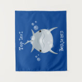 可愛いハッピーかわいいイルカ漫画 タペストリー (正面)