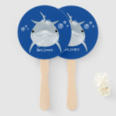 可愛いハッピーかわいいイルカ漫画 ハンドファン (正面&裏面)