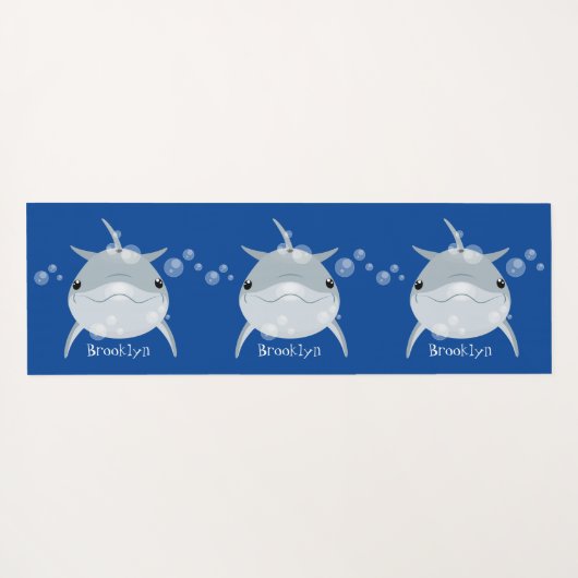 可愛いハッピーかわいいイルカ漫画 ヨガマット (裏面(横))