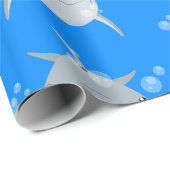 可愛いハッピーかわいいイルカ漫画 ラッピングペーパー (ロールコーナー)