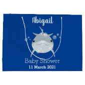 可愛いハッピーかわいいイルカ漫画 ラージペーパーバッグ (裏面)