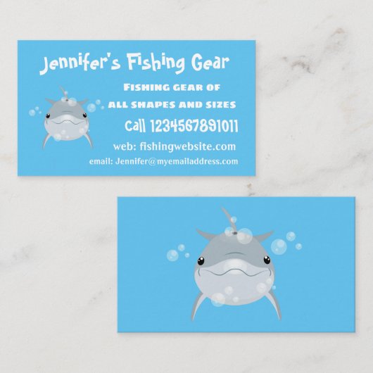 可愛いハッピーかわいいイルカ漫画 名刺 (正面/裏面)