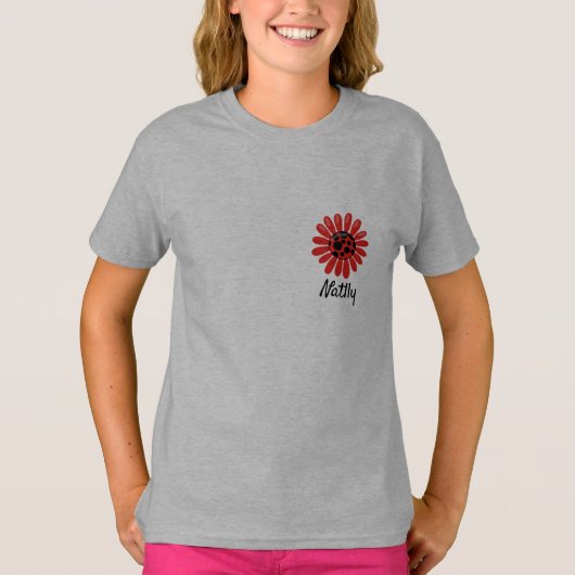 可愛いハッピーイースターてんとう虫子供用モノグラム Tシャツ (正面)