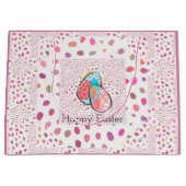 可愛いハッピーイースターエッグピンクスペックルズシモダンック ラージペーパーバッグ (正面)