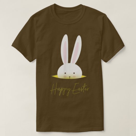 可愛いハッピーイースターグリーティングカードとバニーHappy Tシャツ (デザイン正面)