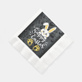 可愛いハッピーイースターバニーとイエローポーナプキンス 縁ありランチョンナプキン (角)