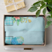 可愛いハッピーイースターバニーひよこ卵の花ブルー 薄葉紙 (ギフト)