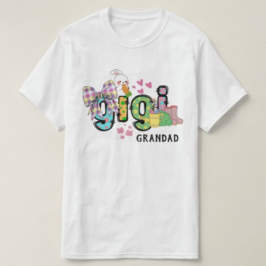 可愛いハッピーイースターバニーgigiグランドパーソナライズされた tシャツ (デザイン正面)