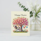 可愛いハッピーイースター牛の家畜 シーズンポストカード (スタンド正面)