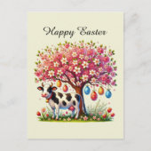 可愛いハッピーイースター牛の家畜 シーズンポストカード (正面)