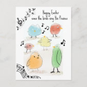 可愛いハッピーイースター、鳥も歌う ポストカード (正面)