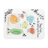 可愛いハッピーイースター、鳥も歌う マグネット (横)