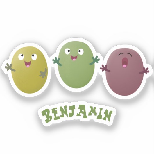 可愛いハッピーオリーブが漫画を歌う シール (正面)