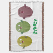 可愛いハッピーオリーブが漫画を歌う スローブランケット (正面縦)