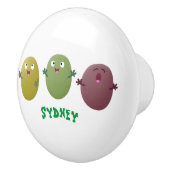 可愛いハッピーオリーブが漫画を歌う セラミックノブ (右)