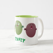 可愛いハッピーオリーブが漫画を歌う ツートーンマグカップ (正面右)