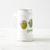 可愛いハッピーオリーブが漫画を歌う ビールジョッキ (正面左)