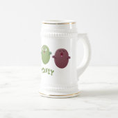 可愛いハッピーオリーブが漫画を歌う ビールジョッキ (正面右)