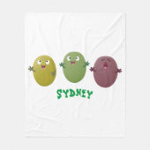 可愛いハッピーオリーブが漫画を歌う フリースブランケット (正面)