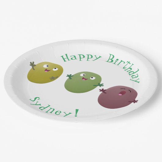 可愛いハッピーオリーブが漫画を歌う ペーパープレート (アングル)