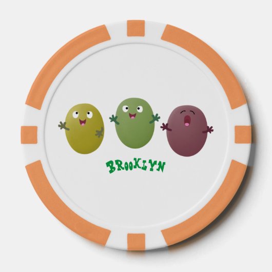 可愛いハッピーオリーブが漫画を歌う ポーカーチップ (正面)